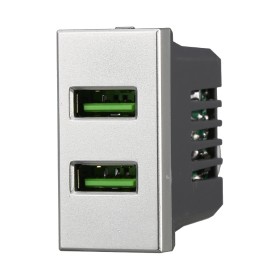 ETTROIT Modulo Presa Caricatore 2 USB 5V 2,1A 2 Porte USB-A Colore Grigio Compatibile Con Bticino Axolute