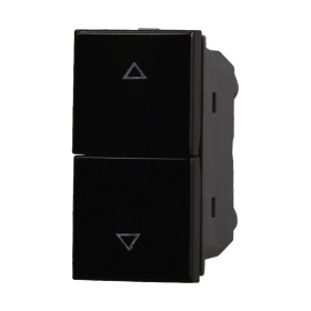 ETTROIT Pulsante Interbloccato Doppio Saliscendi 1P+1P 16A Colore Nero Compatibile Con Bticino Axolute