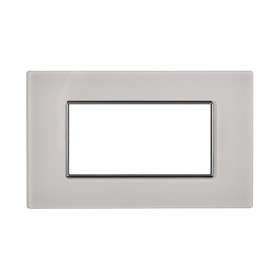 ETTROIT Placca In Vetro Serie Moon 4P Colore Bianco Compatibile Con Bticino Axolute