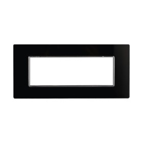 ETTROIT Placca In Vetro Serie Moon 6P Colore Nero Compatibile Con Bticino Axolute