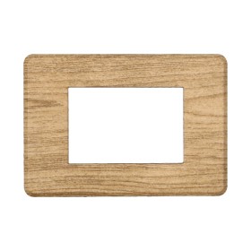 ETTROIT Placca Slim Sottile 3P Serie Moon Colore Legno Scuro Compatibile Con Bticino Axolute Air