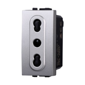 ETTROIT Presa Bipasso Bivalente 2P+T 10/16A Colore GRIGIO Compatibile Con Bticino Living International