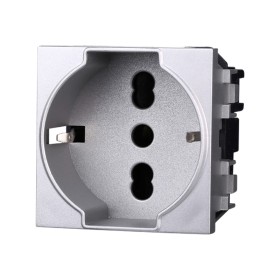 ETTROIT Presa Schuko 2P+T 16A Colore GRIGIO Compatibile Con Bticino Living International