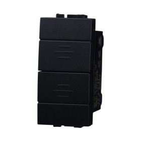 ETTROIT Pulsante Interbloccato Doppio Saliscendi 1P+1P 10A Colore Nero Compatibile Con Bticino Living International