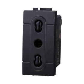 ETTROIT Presa Bipasso Bivalente 2P+T 10/16A Colore Nero Compatibile Con Bticino Living International