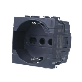 ETTROIT Presa Schuko 2P+T 16A Colore Nero Compatibile Con Bticino Living International
