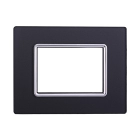 ETTROIT Placca In Vetro Serie Space 3P Colore Acciaio Scuro Compatibile Con Bticino Living Light