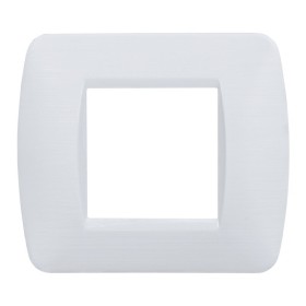 ETTROIT Placca Plastica Serie Space 2P Colore Bianco Satinato Compatibile Con Bticino Living Light