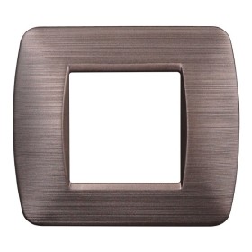 ETTROIT Placca Plastica Serie Space 2P Colore Bronzo Satinato Compatibile Con Bticino Living Light