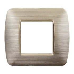 ETTROIT Placca Plastica Serie Space 2P Colore Oro Satinato Compatibile Con Bticino Living Light