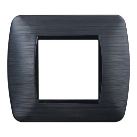ETTROIT Placca Plastica Serie Space 2P Colore Nero Satinato Compatibile Con Bticino Living Light