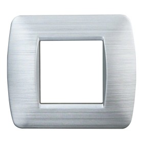 ETTROIT Placca Plastica Serie Space 2P Colore Silver Satinato Compatibile Con Bticino Living Light