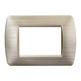 ETTROIT Placca Plastica Serie Space 3P Colore Oro Satinato Compatibile Con Bticino Living Light