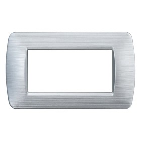 ETTROIT Placca Plastica Serie Space 4P Colore Silver Satinato Compatibile Con Bticino Living Light