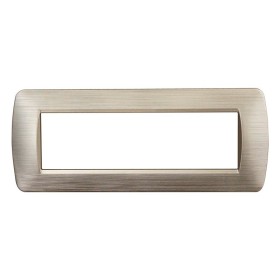 ETTROIT Placca Plastica Serie Space 7P Colore Oro Satinato Compatibile Con Bticino Living Light