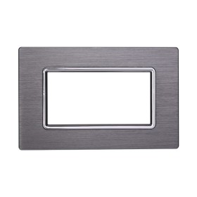 ETTROIT Placca In Alluminio Serie Space 4P Colore Silver Compatibile Con Bticino Living Light