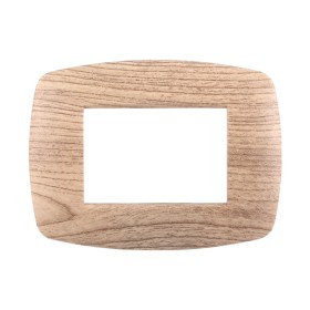 ETTROIT Placca Slim Serie Space 3P Colore Legno Chiaro Compatibile Con Bticino Living Light