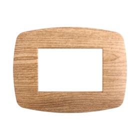 ETTROIT Placca Slim Serie Space 3P Colore Legno Scuro Compatibile Con Bticino Living Light