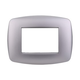 ETTROIT Placca Slim Serie Space 3P Colore Silver Compatibile Con Bticino Living Light