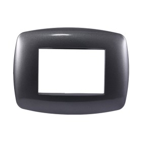 ETTROIT Placca Slim Serie Space 3P Colore Acciaio Scuro Compatibile Con Bticino Living Light