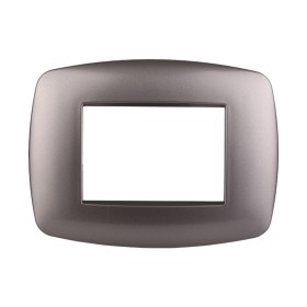 ETTROIT Placca Slim Serie Space 3P Colore Titanio Compatibile Con Bticino Living Light