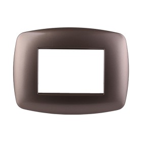 ETTROIT Placca Slim Serie Space 3P Colore Bronzo Compatibile Con Bticino Living Light