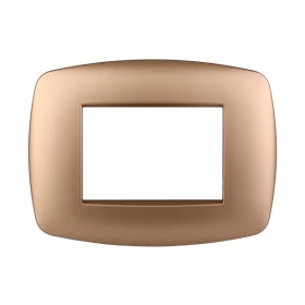 ETTROIT Placca Slim Serie Space 3P Colore Oro Compatibile Con Bticino Living Light