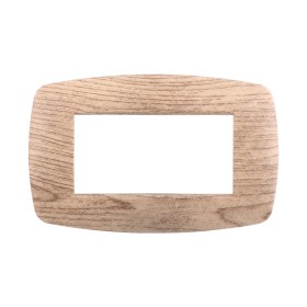 ETTROIT Placca Slim Serie Space 4P Colore Legno Chiaro Compatibile Con Bticino Living Light