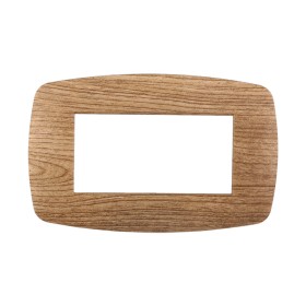 ETTROIT Placca Slim Serie Space 4P Colore Legno Scuro Compatibile Con Bticino Living Light