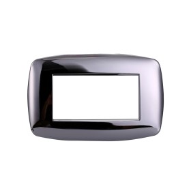 ETTROIT Placca Slim Serie Space 4P Colore Cromato Lucido Compatibile Con Bticino Living Light