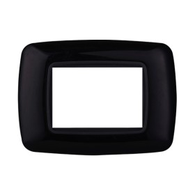 ETTROIT Placca Plastica Bombata Serie Space 3P Colore Nero Compatibile Con Bticino Living Light