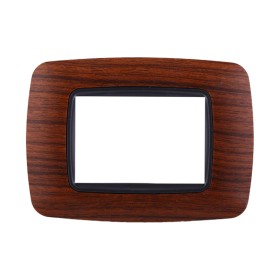 ETTROIT Placca Plastica Bombata Serie Space 3P Colore Radica Compatibile Con Bticino Living Light