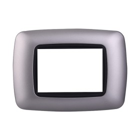 ETTROIT Placca Plastica Bombata Serie Space 3P Colore Silver Compatibile Con Bticino Living Light