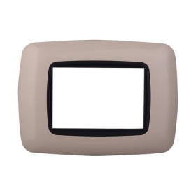 ETTROIT Placca Plastica Bombata Serie Space 3P Colore Sabbia Compatibile Con Bticino Living Light