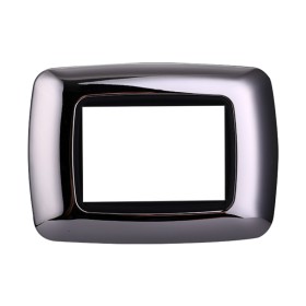 ETTROIT Placca Plastica Bombata Serie Space 3P Colore Cromato Lucido Compatibile Con Bticino Living Light