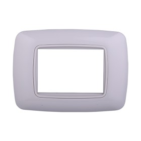 ETTROIT Placca Plastica Bombata Serie Space 3P Colore Bianco Completo Compatibile Con Bticino Living Light