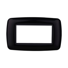 ETTROIT Placca Plastica Bombata Serie Space 4P Colore Nero Compatibile Con Bticino Living Light