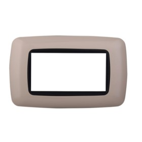 ETTROIT Placca Plastica Bombata Serie Space 4P Colore Sabbia Compatibile Con Bticino Living Light
