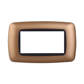 ETTROIT Placca Plastica Bombata Serie Space 4P Colore Oro Compatibile Con Bticino Living Light