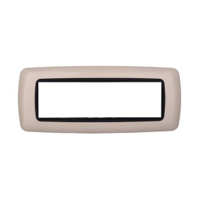 ETTROIT Placca Plastica Bombata Serie Space 7P Colore Sabbia Compatibile Con Bticino Living Light