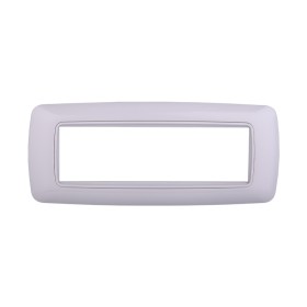 ETTROIT Placca Plastica Bombata Serie Space 7P Colore Bianco Completo Compatibile Con Bticino Living Light