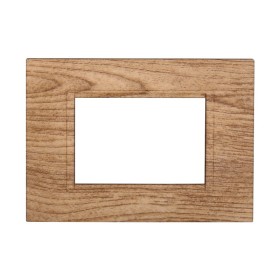 ETTROIT Placca Plastica Quadrata Serie Space 3P Colore Legno Scuro Compatibile Con Bticino Living Light