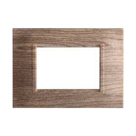 ETTROIT Placca Plastica Quadrata Serie Space 3P Colore Legno Chiaro Compatibile Con Bticino Living Light