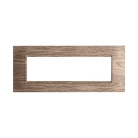 ETTROIT Placca Plastica Quadrata Serie Space 7P Colore Legno Scuro Compatibile Con Bticino Living Light
