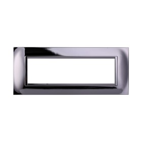 ETTROIT Placca Plastica Quadrata Serie Space 7P Colore Cromato Lucido Compatibile Con Bticino Living Light
