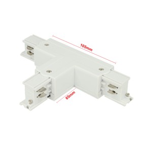 Connettore Giunto Forma T Destro Colore Bianco Per Barra Sistema Binario Trifase CB40103