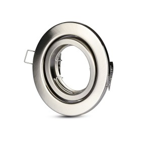 Porta Faretto Led GU10 MR16 Rotondo Con Molla Colore Nichel Satinato Orientabile Spotlight Fitting SKU-3470