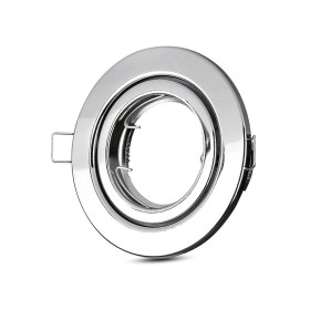 Porta Faretto Led GU10 MR16 Rotondo Con Molla Colore Cromato Orientabile Spotlight Fitting SKU-3471