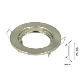 2 PZ Porta Faretti Led GU10 MR16 Rotondo Fisso Con Molla Satinato Spotlight Fitting SKU-3585