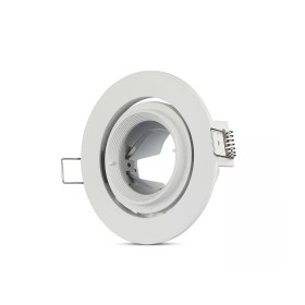 Porta Faretto Led GU10 MR16 Da Incasso Colore Bianco Orientabile 90 Gradi Rotondo Con Ghiera SKU-3689